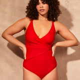 Paloma Linzi Swim Red Wrap Swimsuit