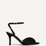 Parlour Black Faux Suede Peep Toe Heels