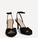 Parlour Black Faux Suede Peep Toe Heels