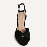 Parlour Black Faux Suede Peep Toe Heels