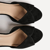 Parlour Black Faux Suede Peep Toe Heels