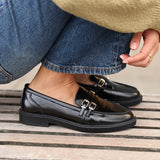 Portland Black Faux Leather Loafers