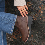 Pulse Wide Fit Brown Wedged Ankle Boots