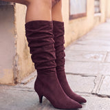 Purpose Burgundy Kitten Heel High Leg Boots