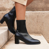 Rita Black Heeled Sock Boots