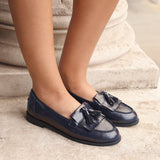 Rosemary Navy Faux Leather Loafers