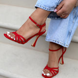 Serena Red Faux Suede High Heels