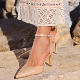 Thea Camel Faux Leather Stiletto Court Heels