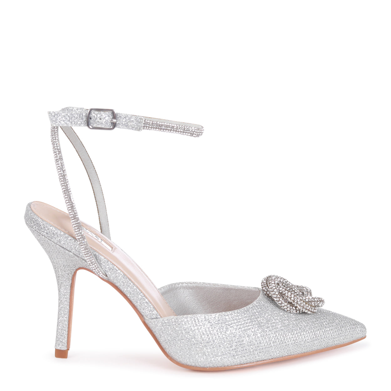 Silver Glitter Embellished Court Heel Linzi