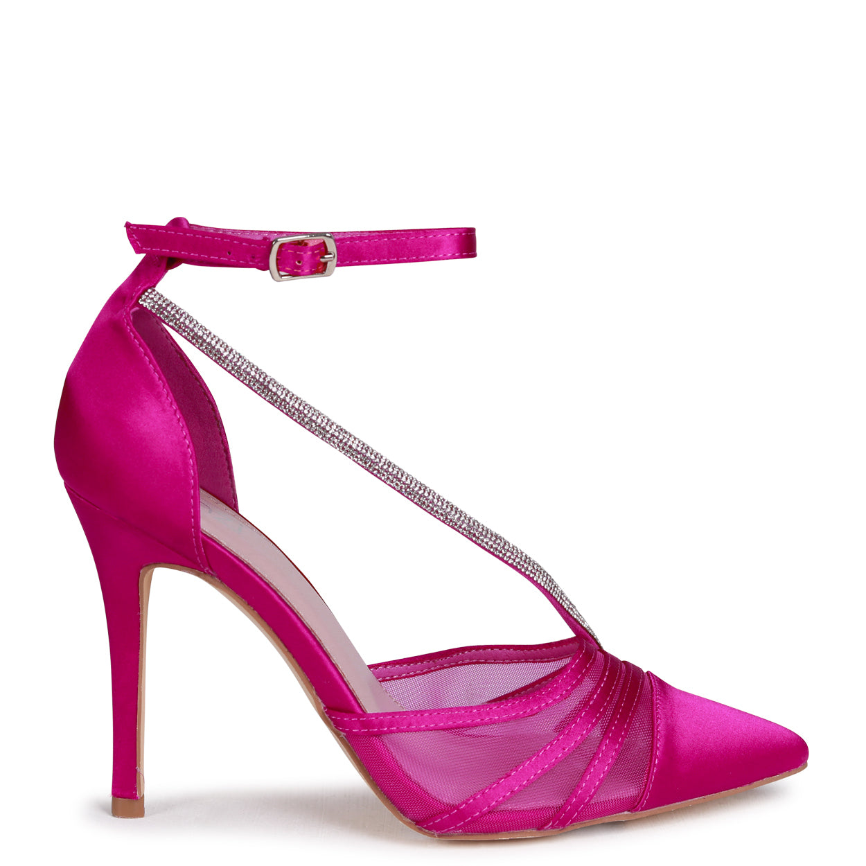 Bridal Shoes High Heels In Style Fuchsia Satin Mesh Court Heel